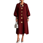 LA ROBE — maille midi bordeaux, face, fermée