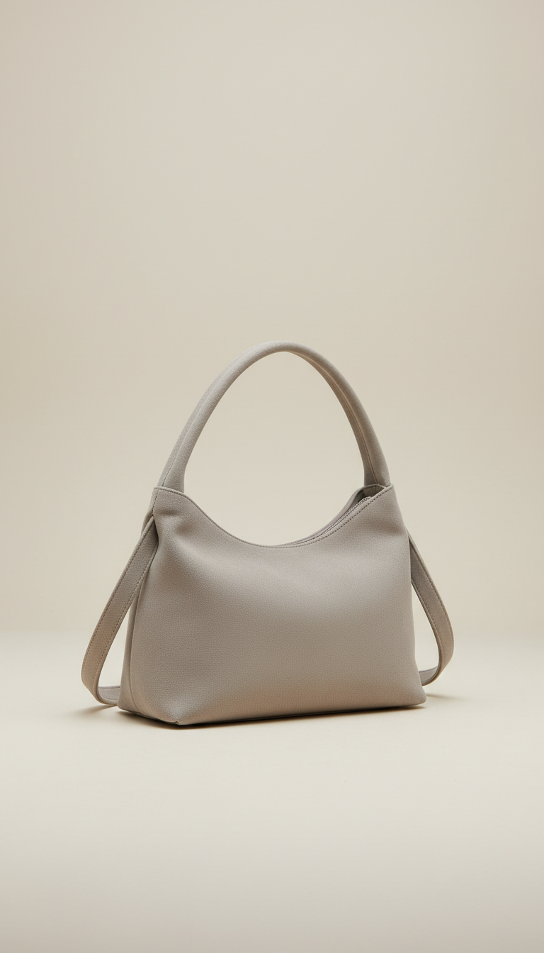 Sac croissant en faux-daim gris perle
