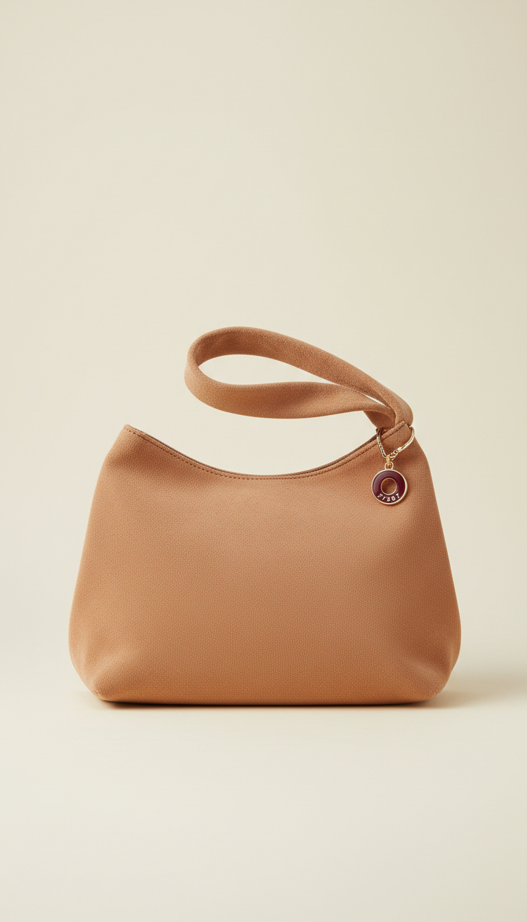pochette en faux-daim ocre rosé