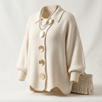 Cardigan en maille oversize vu de trois-quarts, ligne d'épaule et tombé de manche
